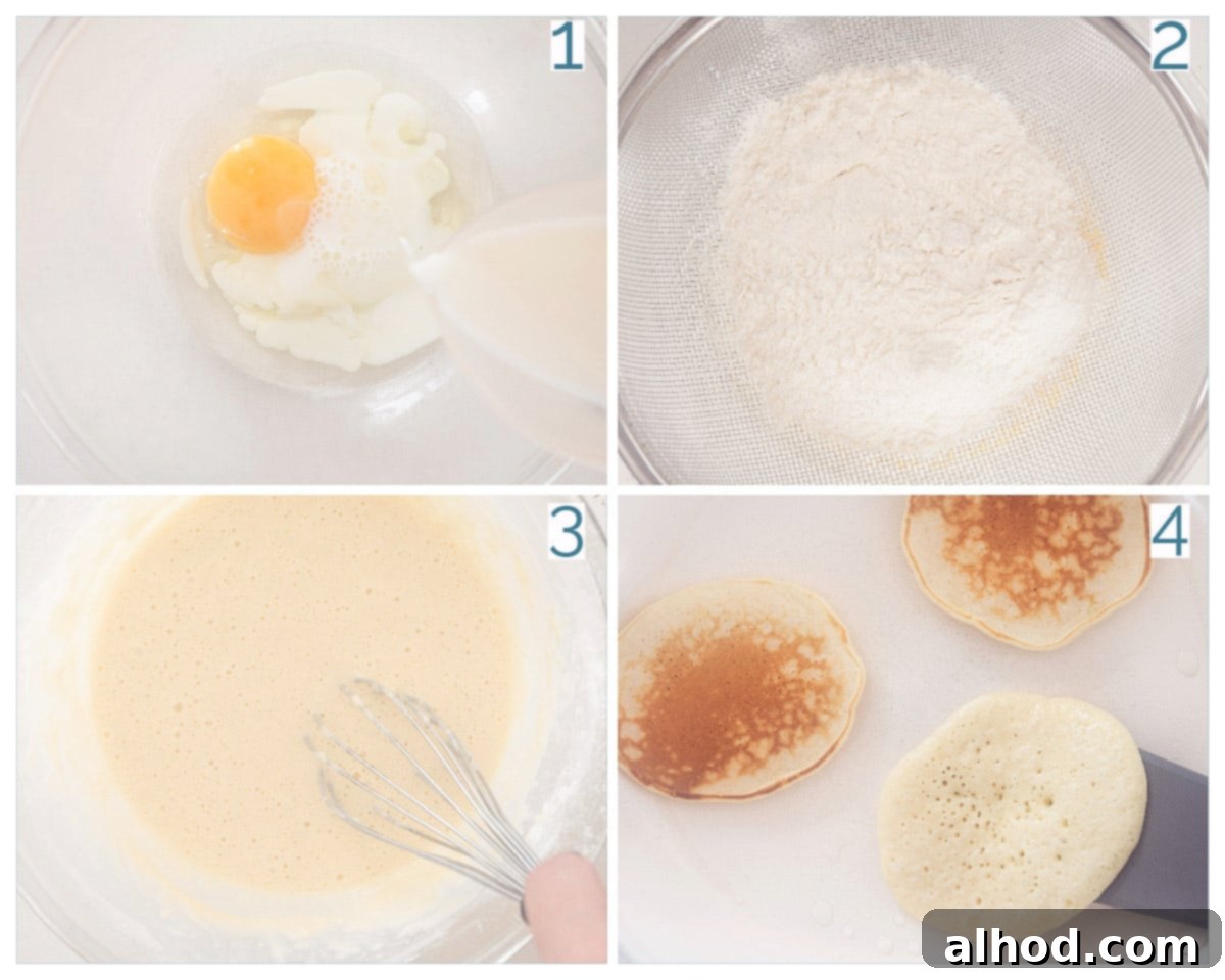 Cloud-Like American Pancakes 4 4 collage photo preparation American Pancakes Basic recipe