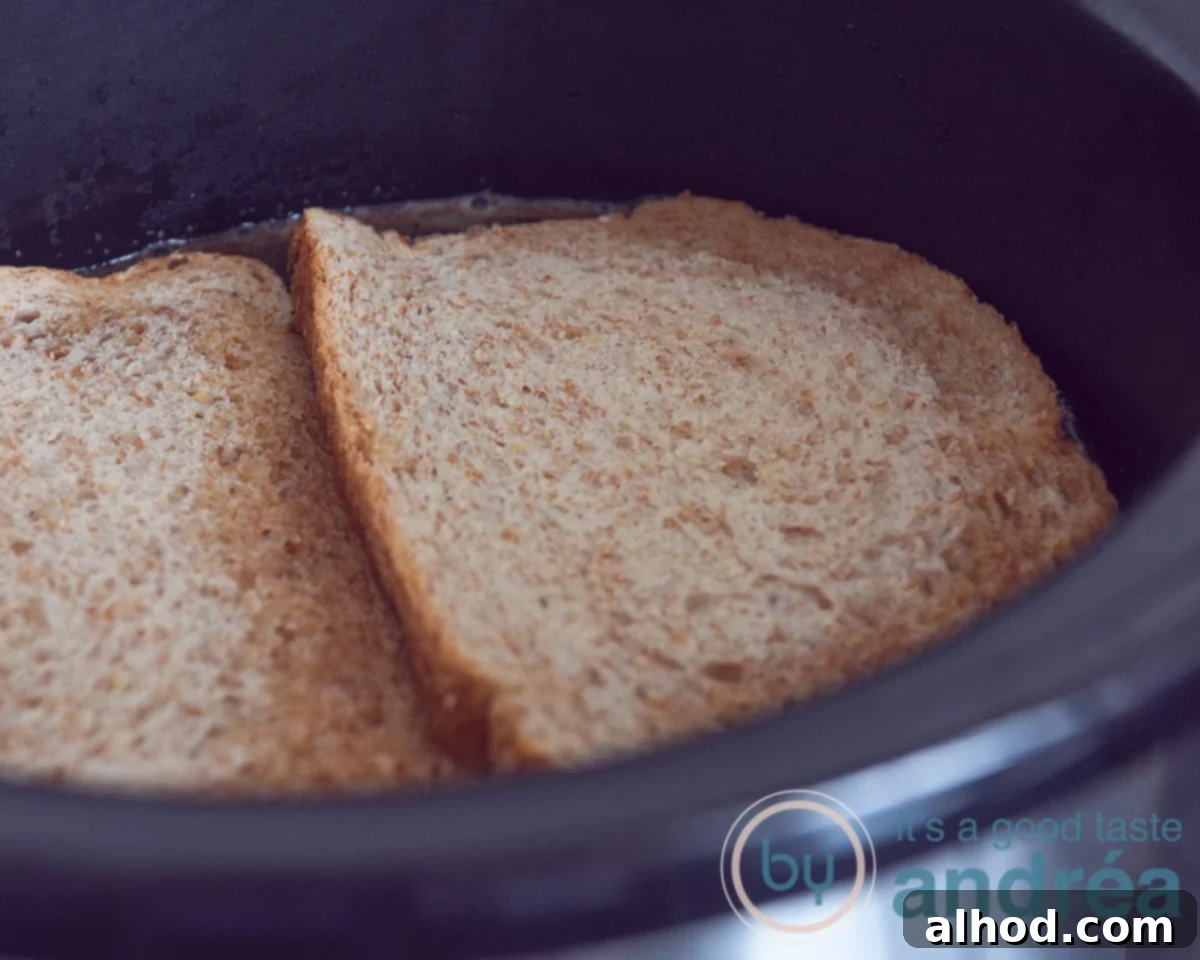 Belgian Beef Stew 6 two slices of bread in the slowcooker