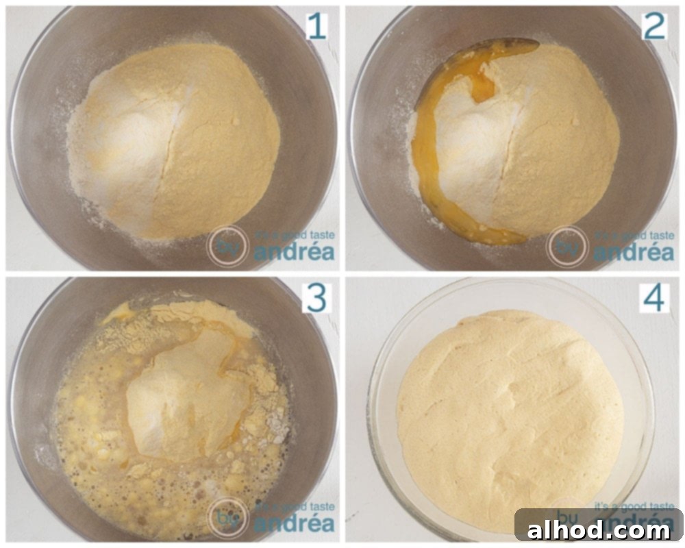 Easy Scratch-Made Vegan Cornbread Loaf 5 step 2 Put all the ingredients for the dough in a bowl and knead until you get a dough (in four steps)