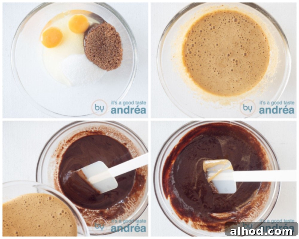 Master Fudgy Brownies in 4 Simple Steps 5 Prepare the batter part 1 in four pictures