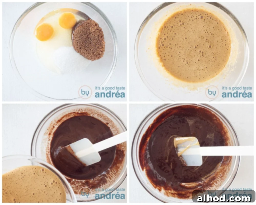 Master Fudgy Brownies in 4 Simple Steps 5 Prepare the batter part 1 in four pictures