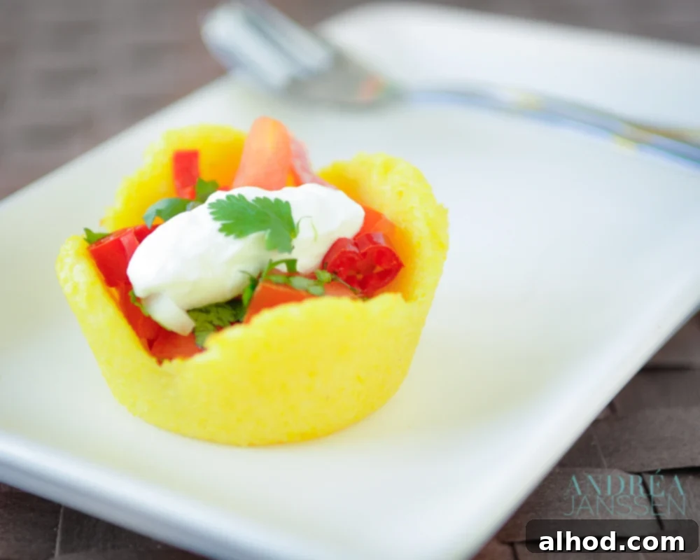 Zesty Italian Polenta Cups 3 polenta cup with tomato filling on a plate