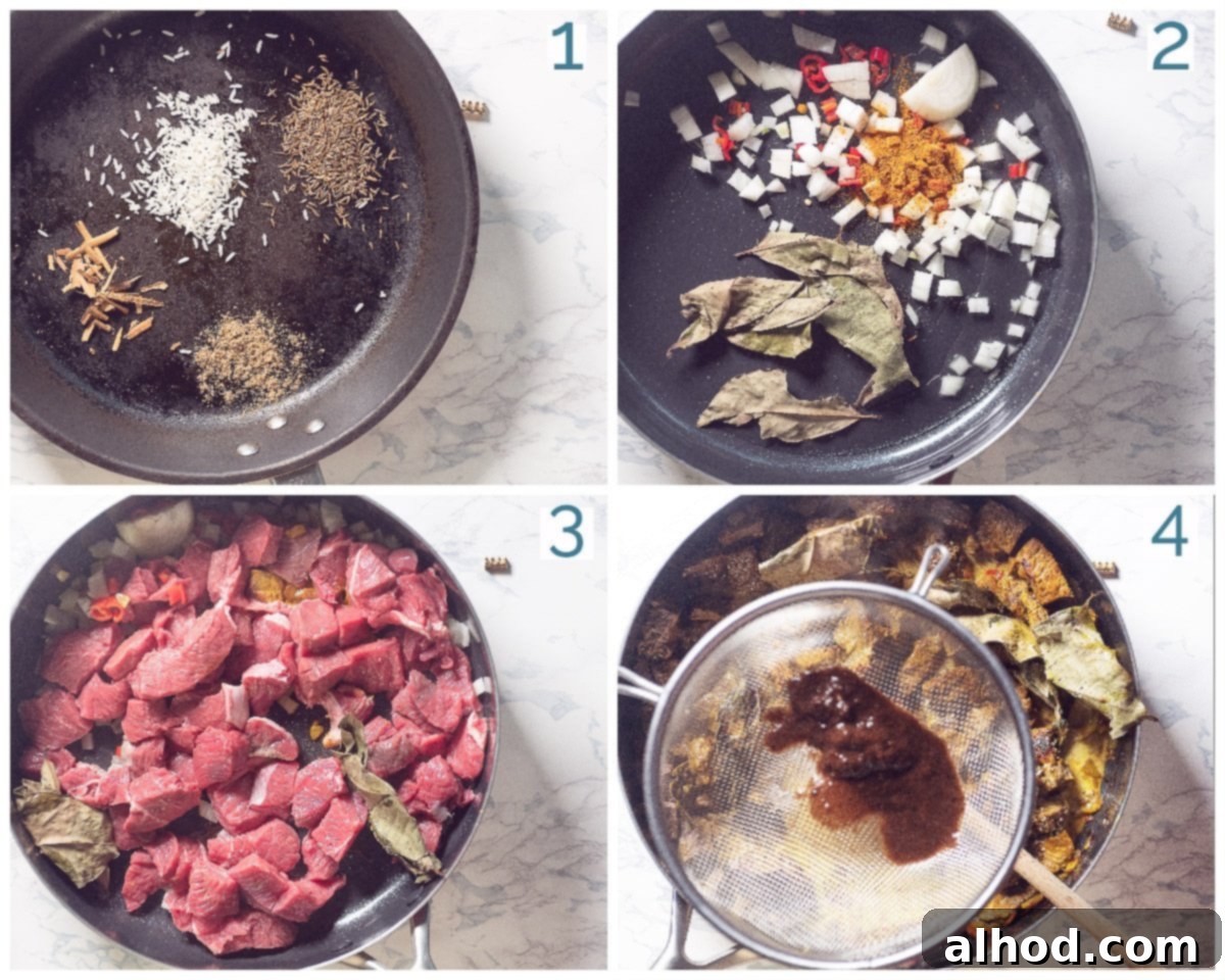 Hoppers & Heat: Sri Lanka's Spiced Beef Curry 6 4 steps preparation Sri Lankan Beef Curry