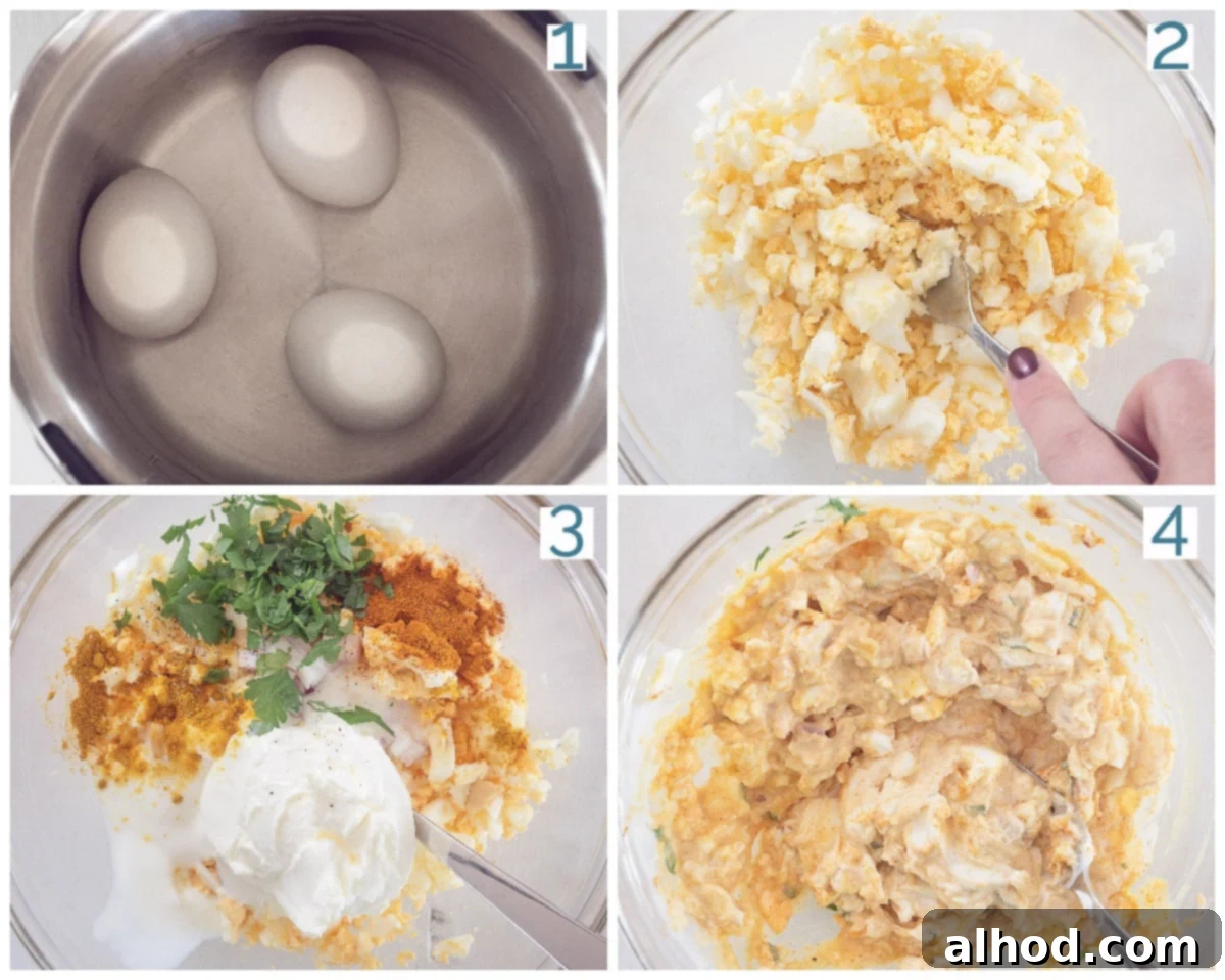 Fresh & Zesty Egg Salad 4 4 collage photo preparation Make Your Own Tasty Egg Salad - Quick and Simple