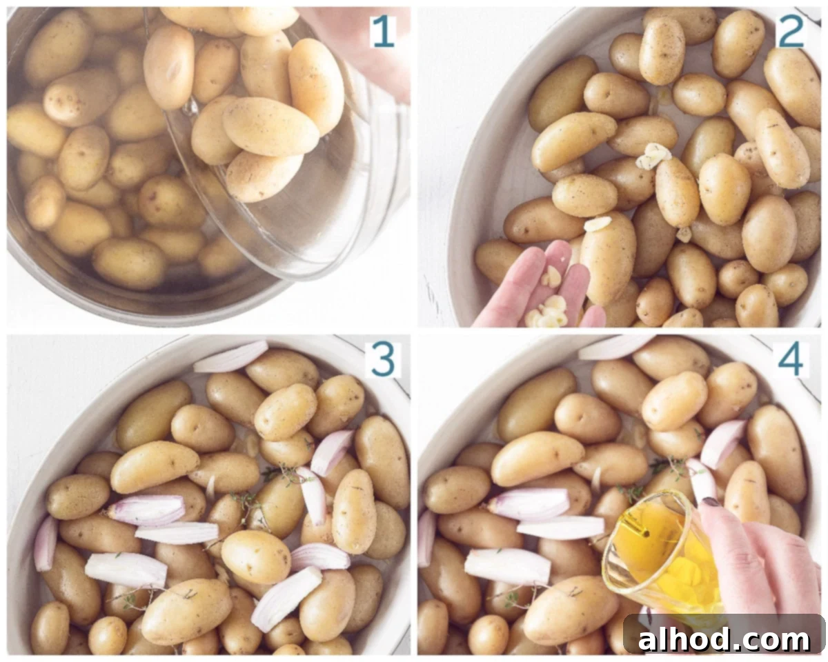Crispy Oven Roasted Baby Dutch Potatoes 4 4 photos preparation collage oven-roasted baby Dutch Potatoes