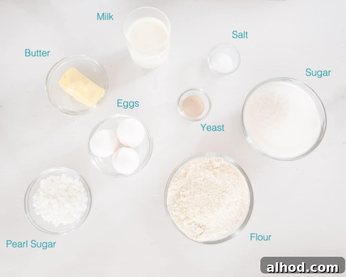 Dutch Pearl Sugar Buns 3 Ingredients Dutch Suikerbroodjes Sugar Buns, individually labelled on a white background