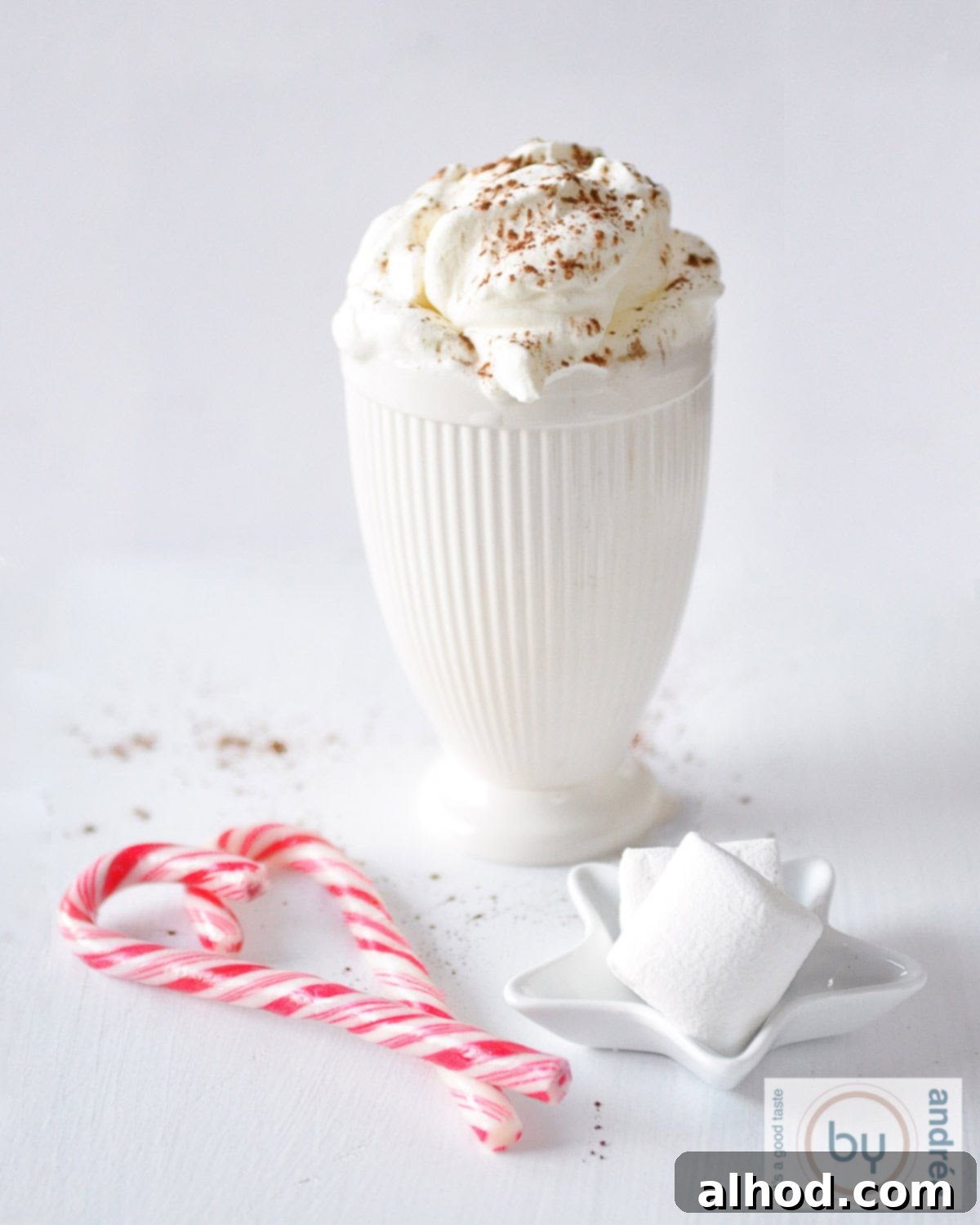 White hot chocolate in Christmas decor