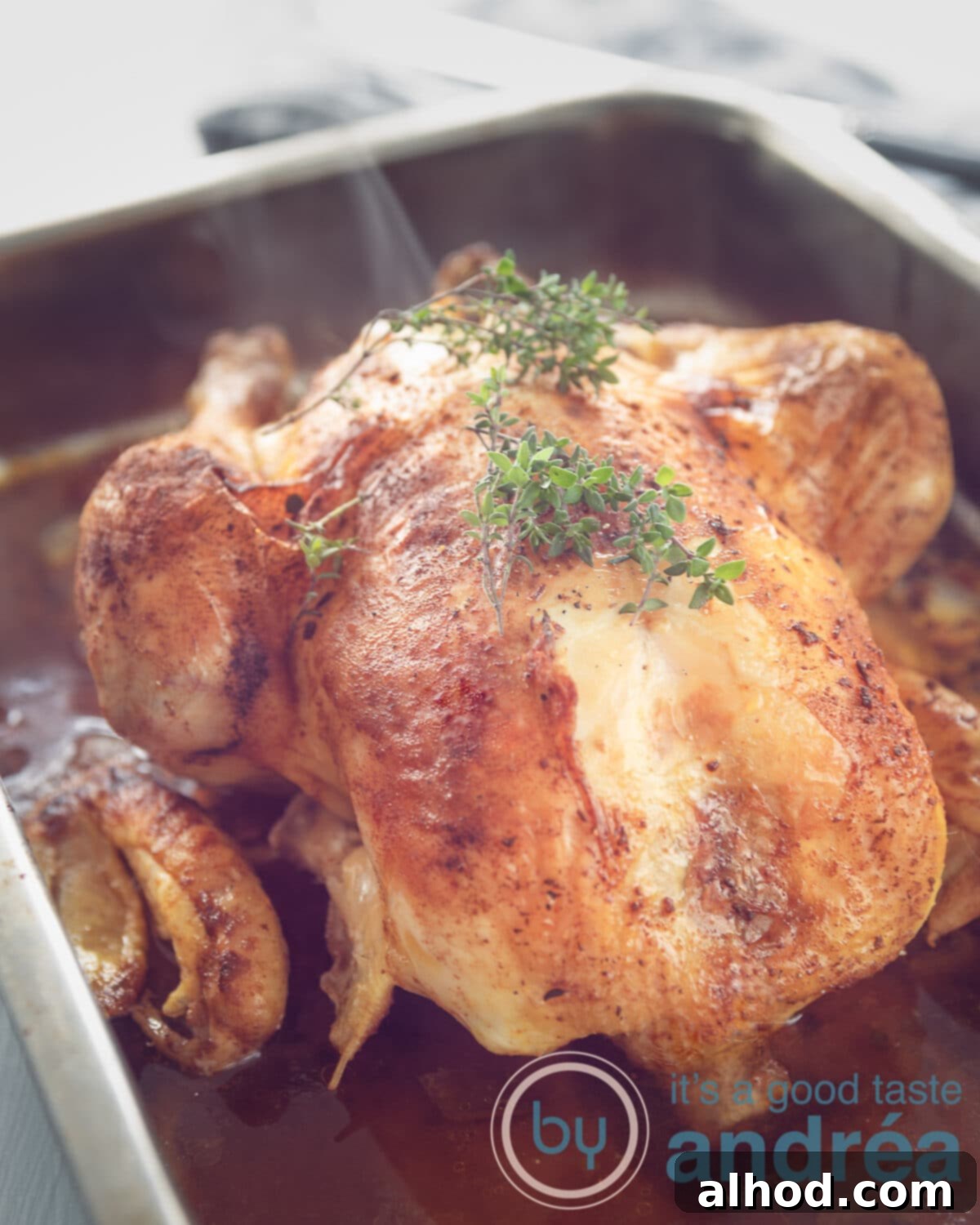 Easy Slow Cooker Rotisserie Chicken 8 whole chicken slowcooker rotisserie style in a baking dish