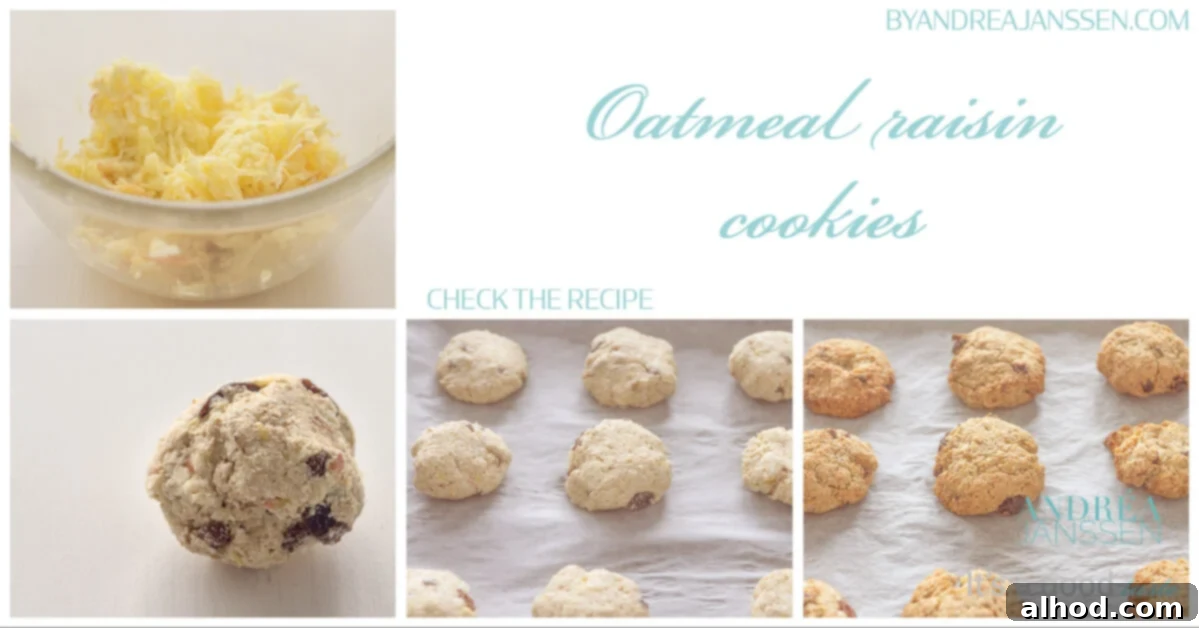 crispy oatmeal raisin cookies stacked on a plate