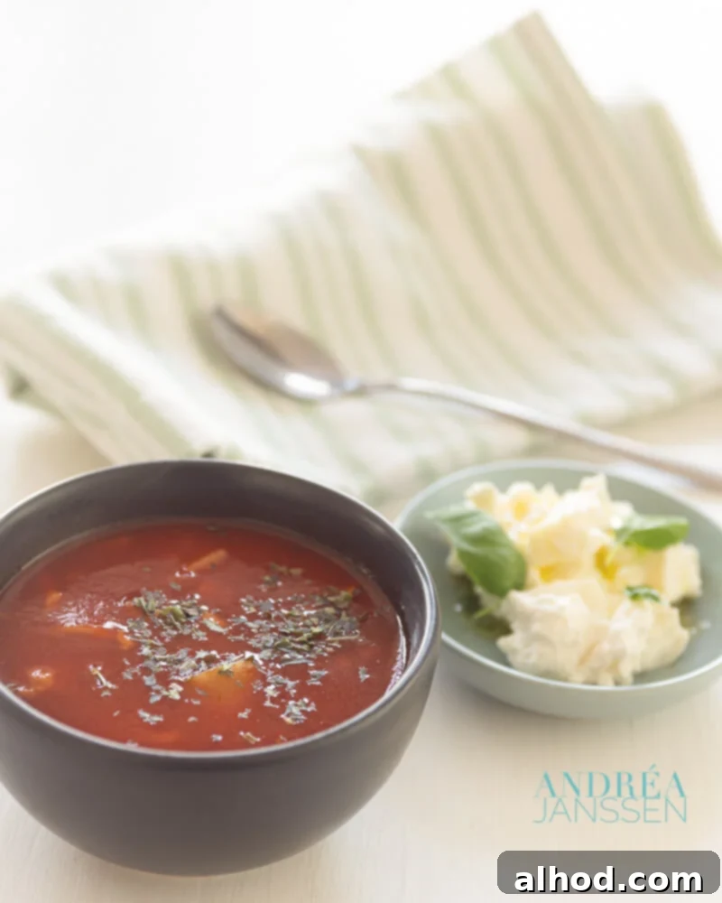 Wholesome Lasagna Soup 3 A top-down view of a generously filled bowl of healthy lasagna soup with chicken and vegetables, garnished with fresh herbs.