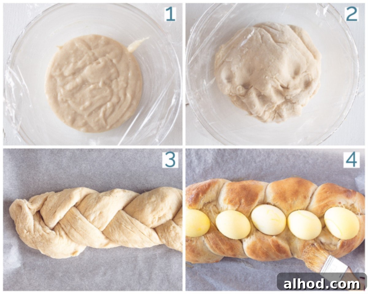 Greek Easter Tsoureki Bread 4 4 collage photo preparation Greek Easter Bread Tsoureki