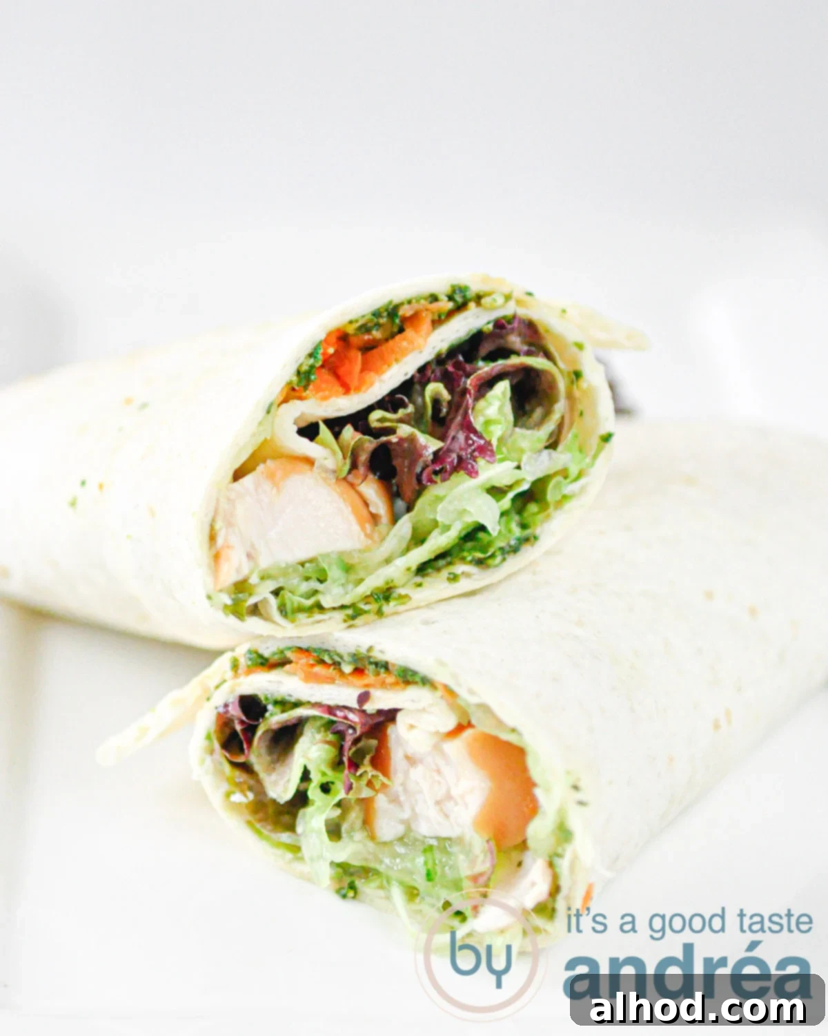 Smoked Chicken Wrap 2 Two deliciously filled smoked chicken wraps, perfect for a healthy and quick meal.