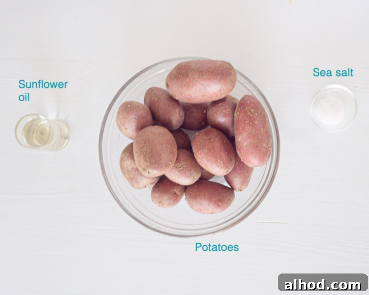 Ingredients Baked French Fries (Oven Fries), individually labelled on a white background