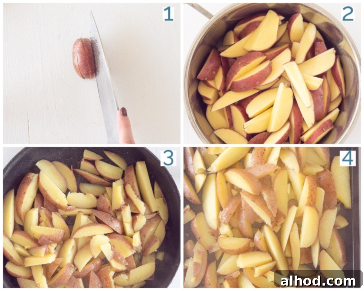 4 collage photo preparationBaked French Fries