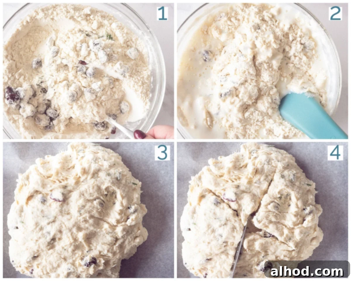 Simple Irish Soda Bread 4 4 collage photo preparation Easy Irish Soda Bread