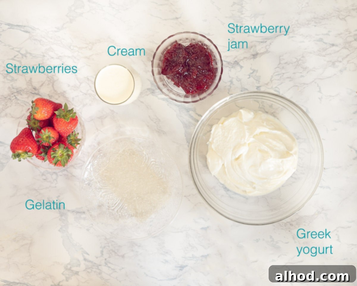 Luscious Strawberry Bavarois 3 Ingredients Yogurt and Strawberry Bavarois