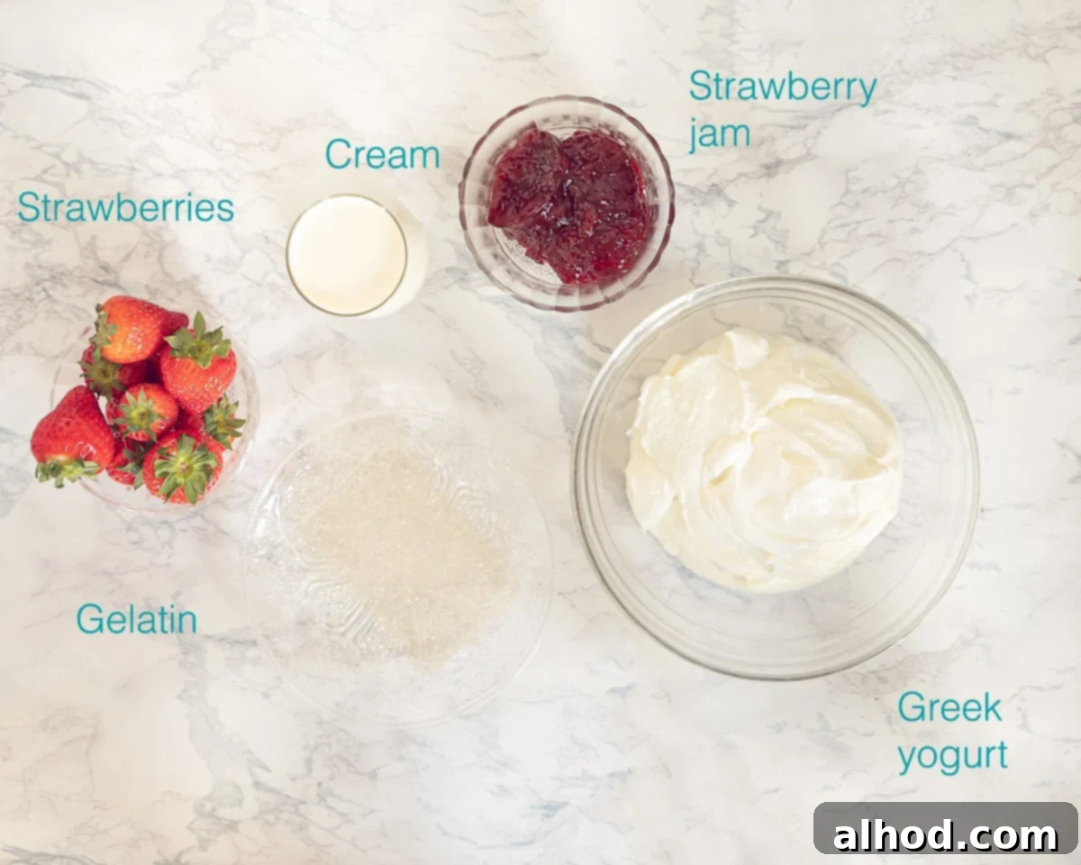 Velvety Strawberry Dream 3 Ingredients Yogurt and Strawberry Bavarois
