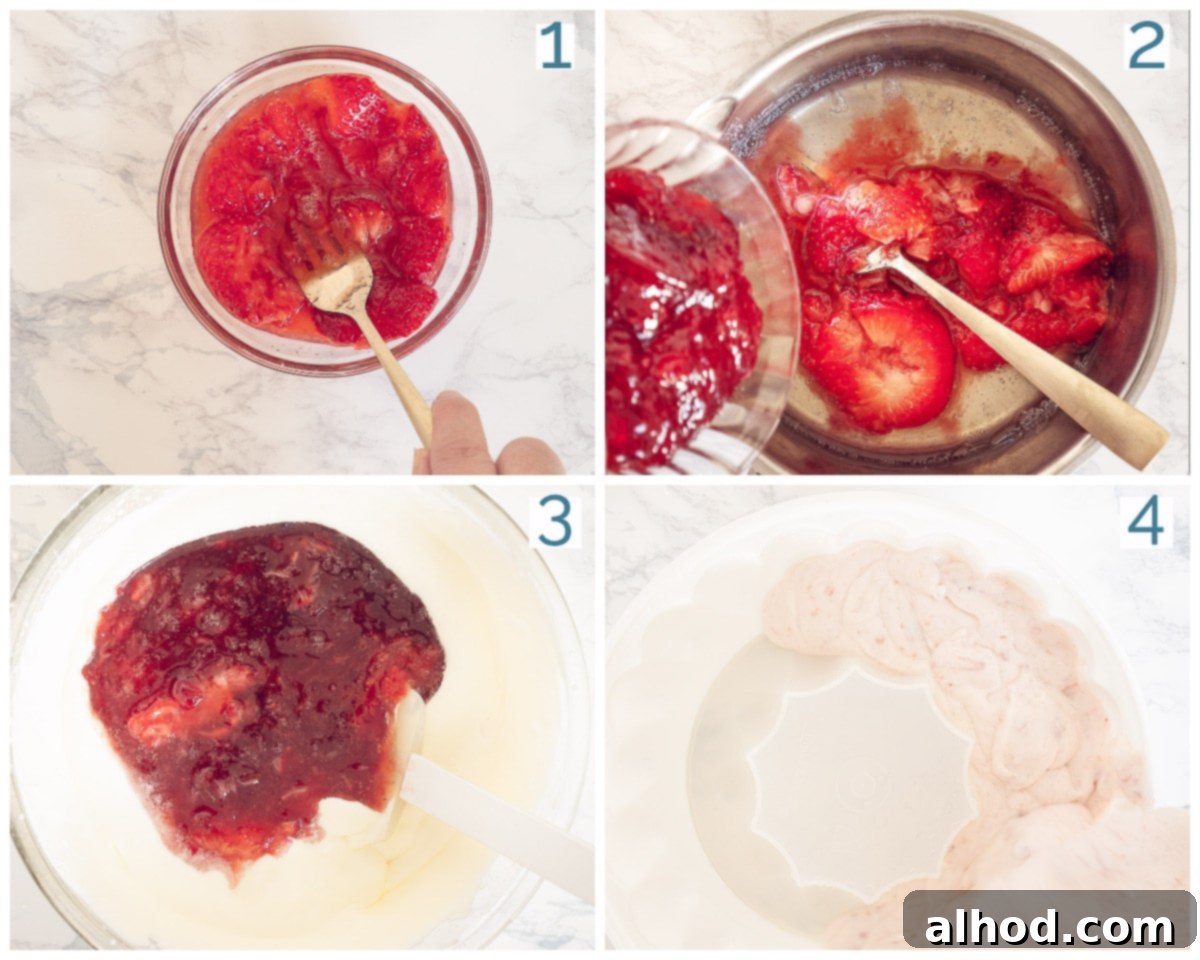 Luscious Strawberry Bavarois 4 Preparation in 4 steps Yogurt and Strawberry Bavarois