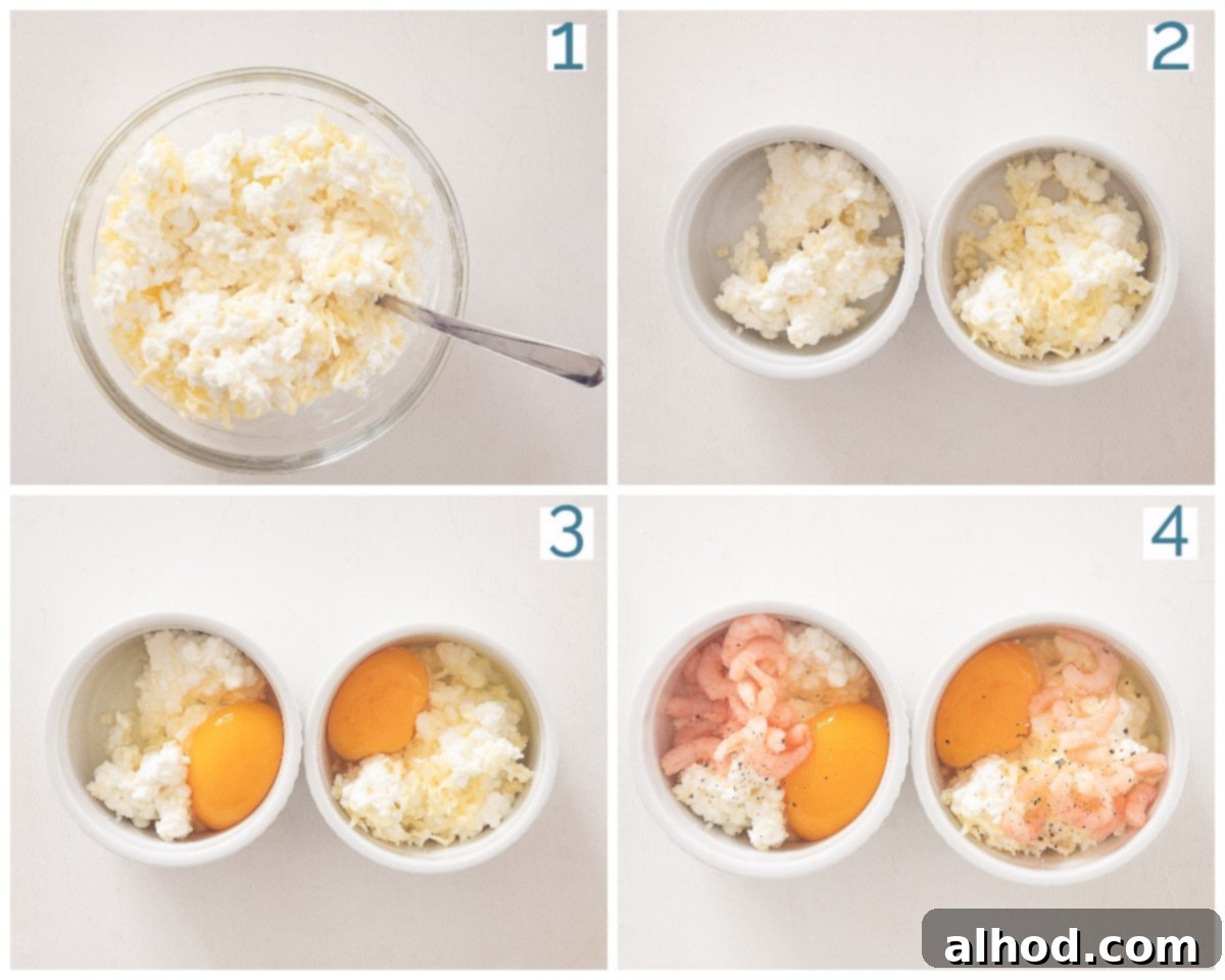 Delicate Steam Oven Eggs 4 4 collage photo preparation Shrimp with Egg from the steam oven