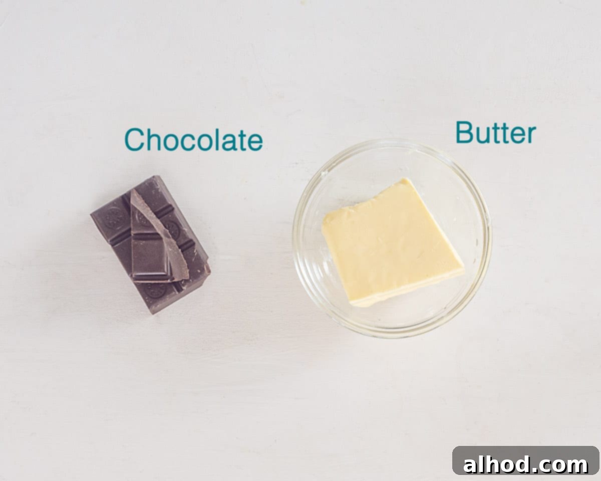Decadent Homemade Chocolate Butter 3 Ingredients Chocolate Butter, individually labelled on a white background