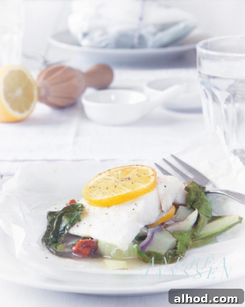 Fish package cod with bok choy, a healthy and easy dinner recipe.