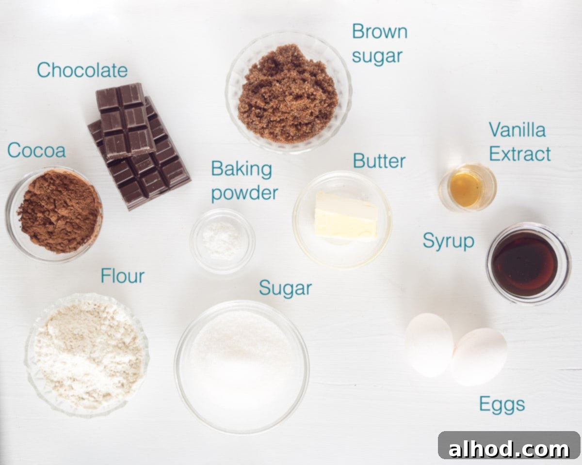 Slow Cooker Brown Sugar Brownies 3 Ingredients for dark brown sugar brownies slow cooker recipe laid out on a white surface