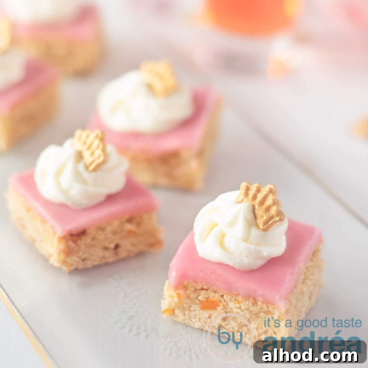Dutch Oranjekoek Frisian Orange Cake 6 A square photo with five cubes of orange cake