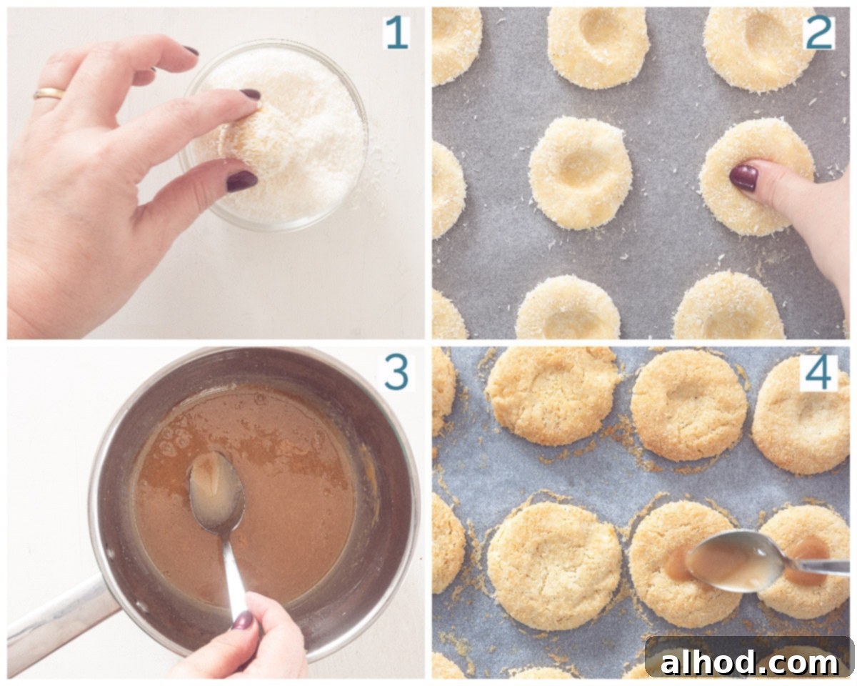 Decadent Coconut Caramel Cookies 4 4 collage photo preparation coconut caramel cookies