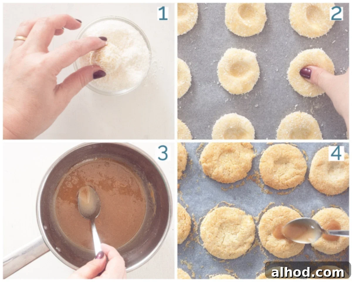 Caramel Coconut Delights 4 4 collage photo preparation coconut caramel cookies