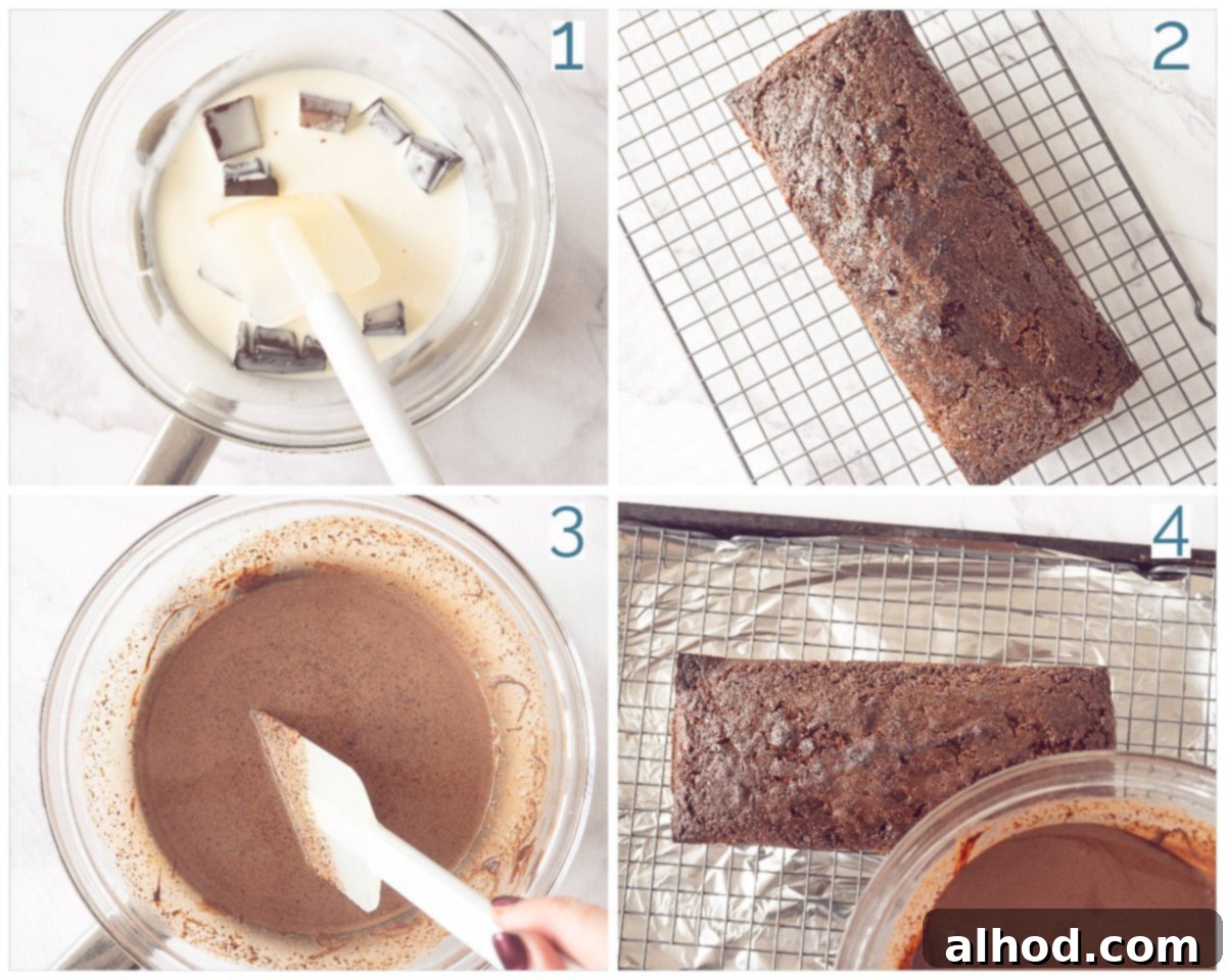 Chocolate Raspberry Loaf Delight 6 4 collage photo preparation chocolate ganache