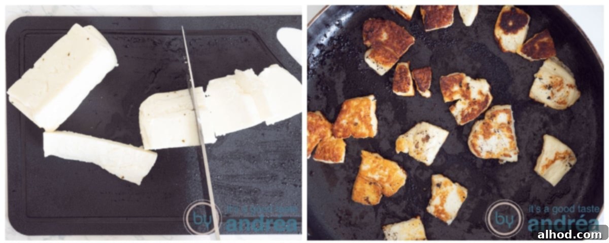 Nourishing Bok Choy Garden Soup 6 Slice the Halloumi and fry it in the pan