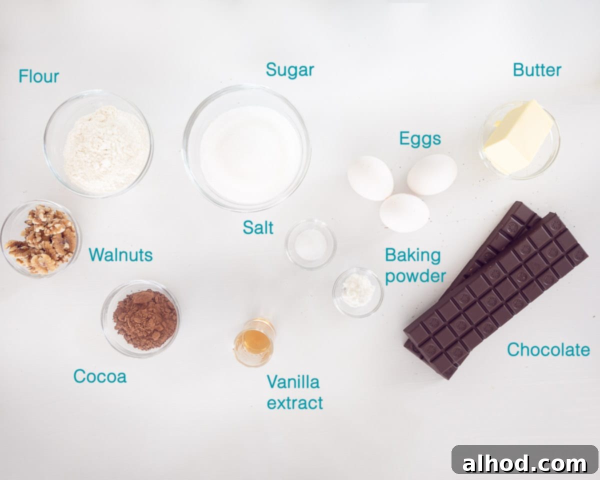 Fudgy Brownie Walnut Cookies 3 Ingredients Brownie Walnut Cookies, individually labelled on a white background