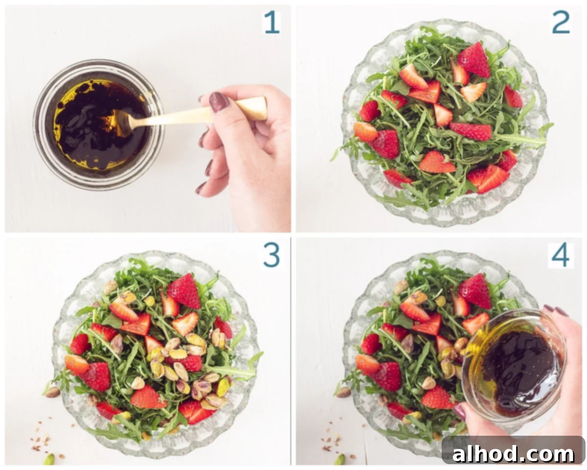 Strawberry Pistachio Salad 4 preparation 4 steps Strawberry salad with balsamic vinegar