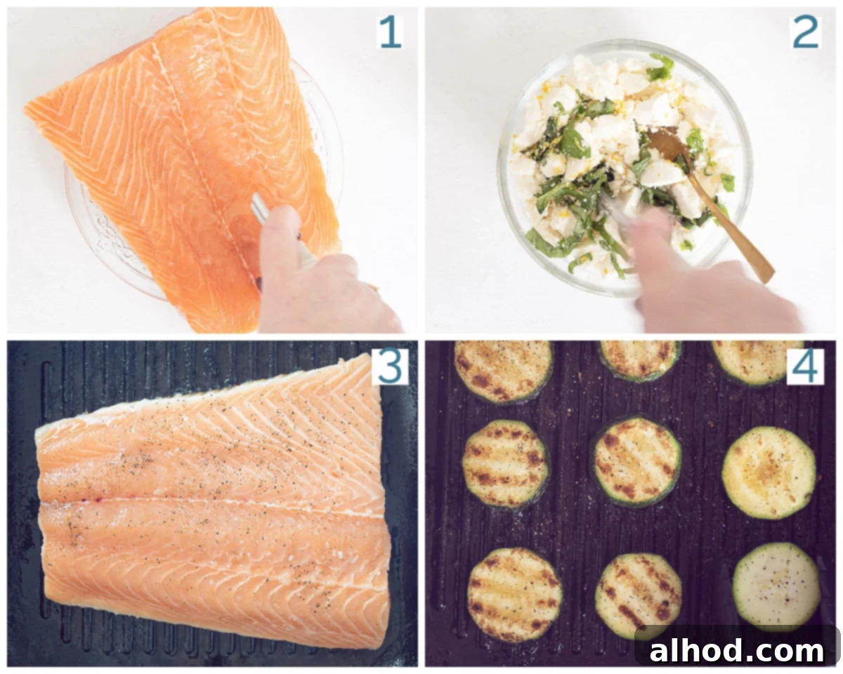 Grilled Salmon & Zucchini Delight 4 4 collage photo collage grilled salmon and courgette