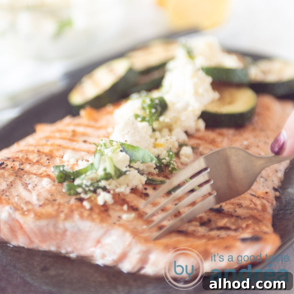 Grilled Salmon with Zucchini Delight 6 Grilled Salmon and Zucchini with Feta Marinade