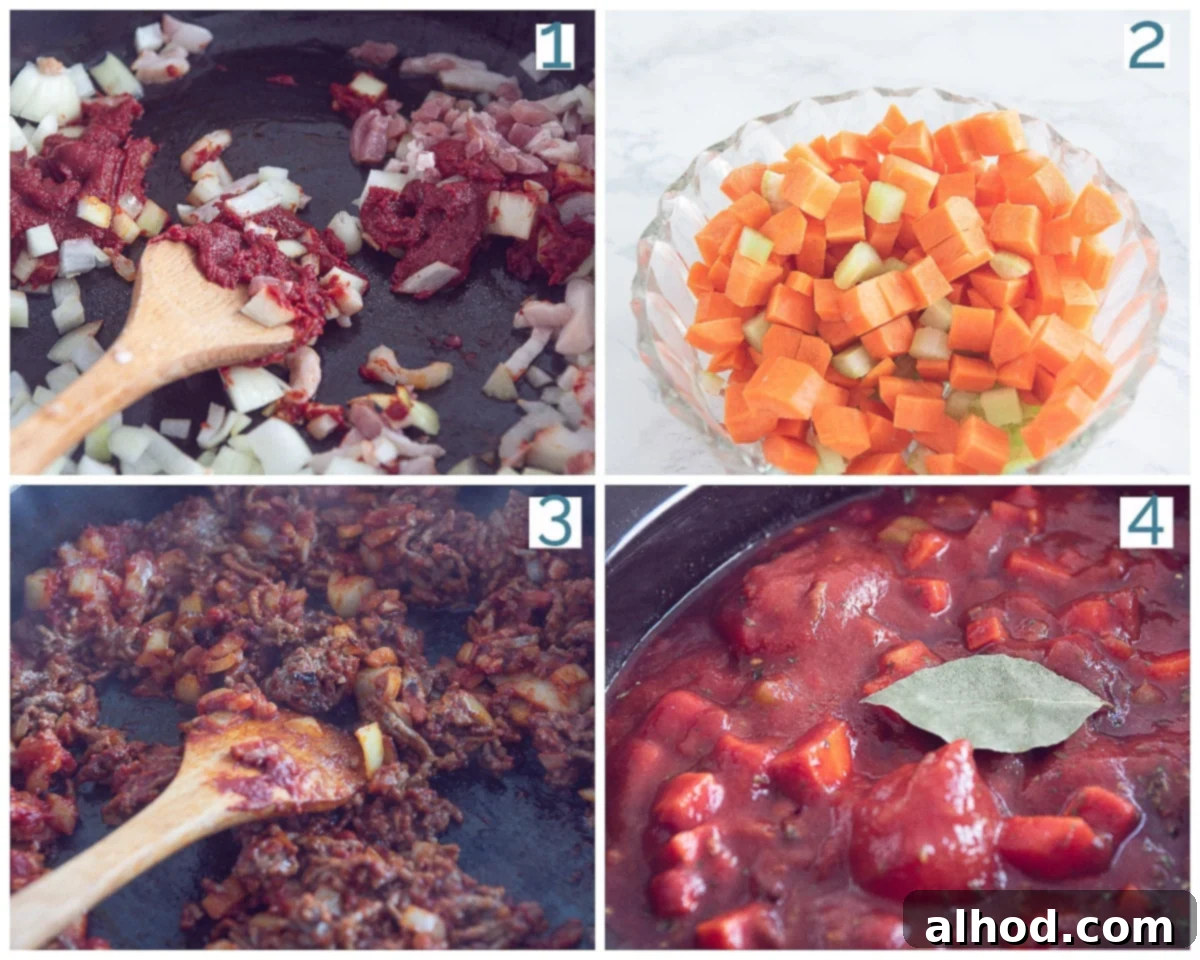 Rich Slow Cooker Beef Spaghetti Sauce 4 4 photo preparation collage Crockpot Spaghetti Sauce