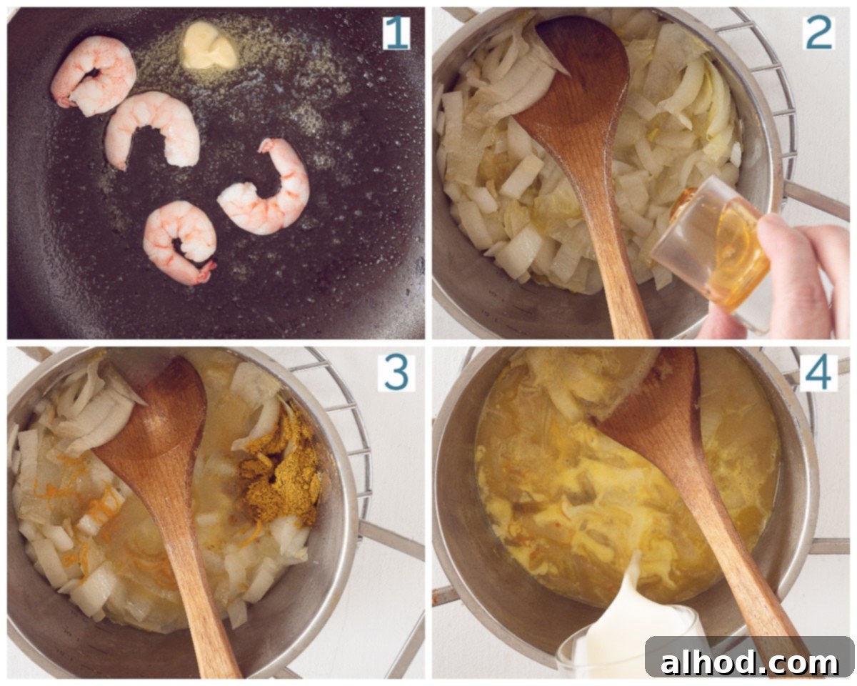 Amuse-Bouche Trio: Ham, Shrimp, Goat Cheese 8 4 photos preparation collage Amuse with Shrimp