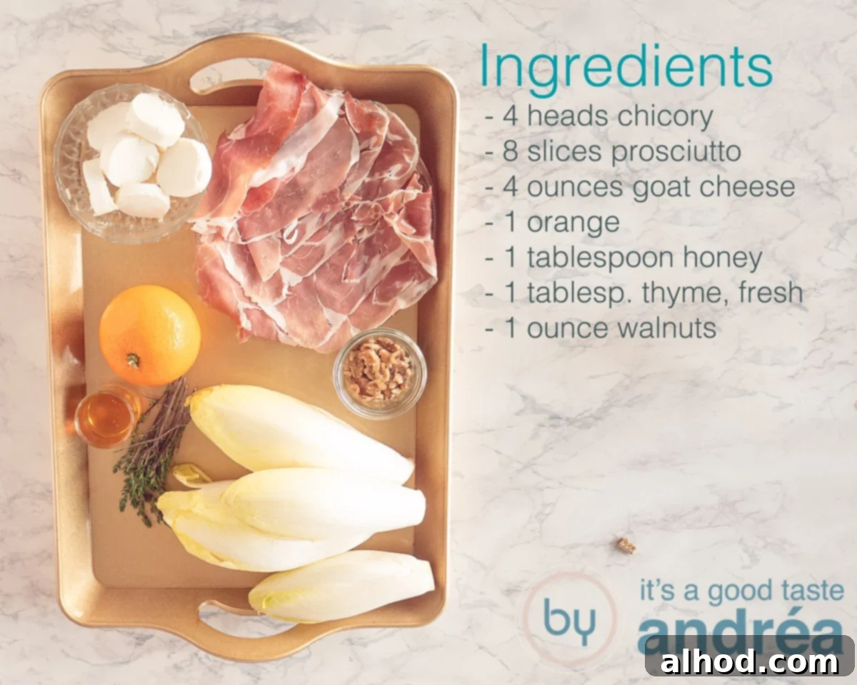 Ham and Goat Cheese Endive Gratin 3 ingredients chicory goat cheese casserole
