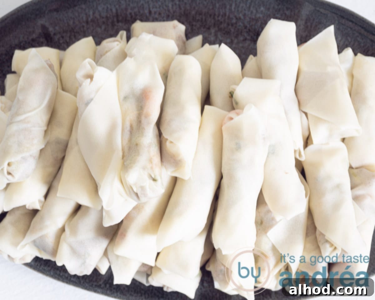 Crispy Air Fryer Indonesian Mini Spring Rolls 7 a plate full of mini lumpia's