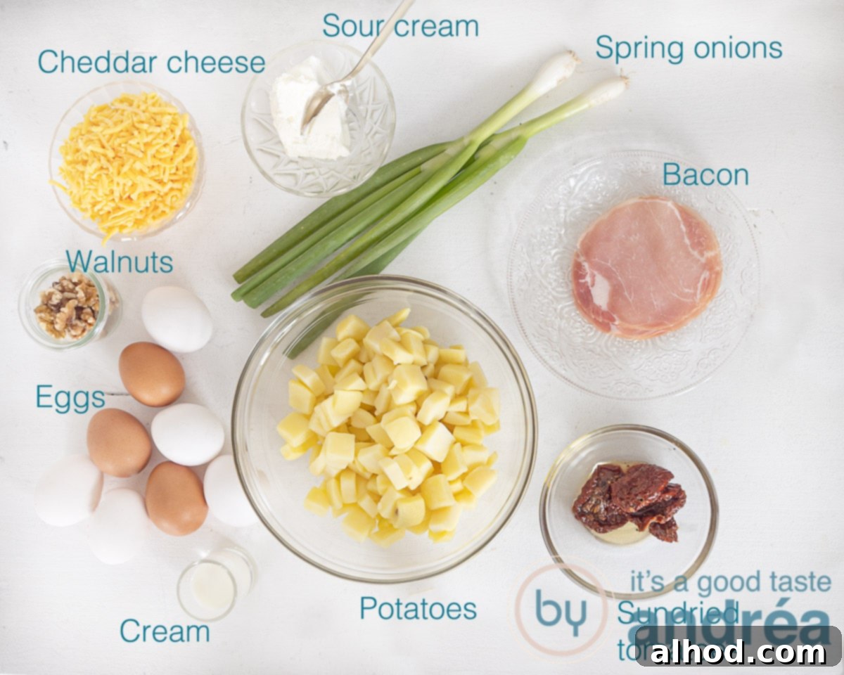 Savory Bacon and Golden Spanish Tortilla Bake 3 Ingredients for a Spanish omelet with bacon