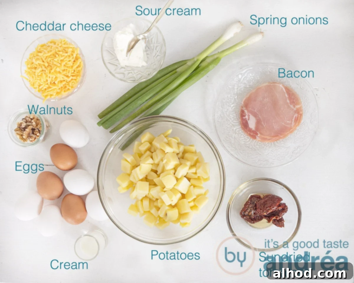 Oven-Baked Spanish Tortilla with Crispy Bacon 3 Ingredients for a Spanish omelet with bacon