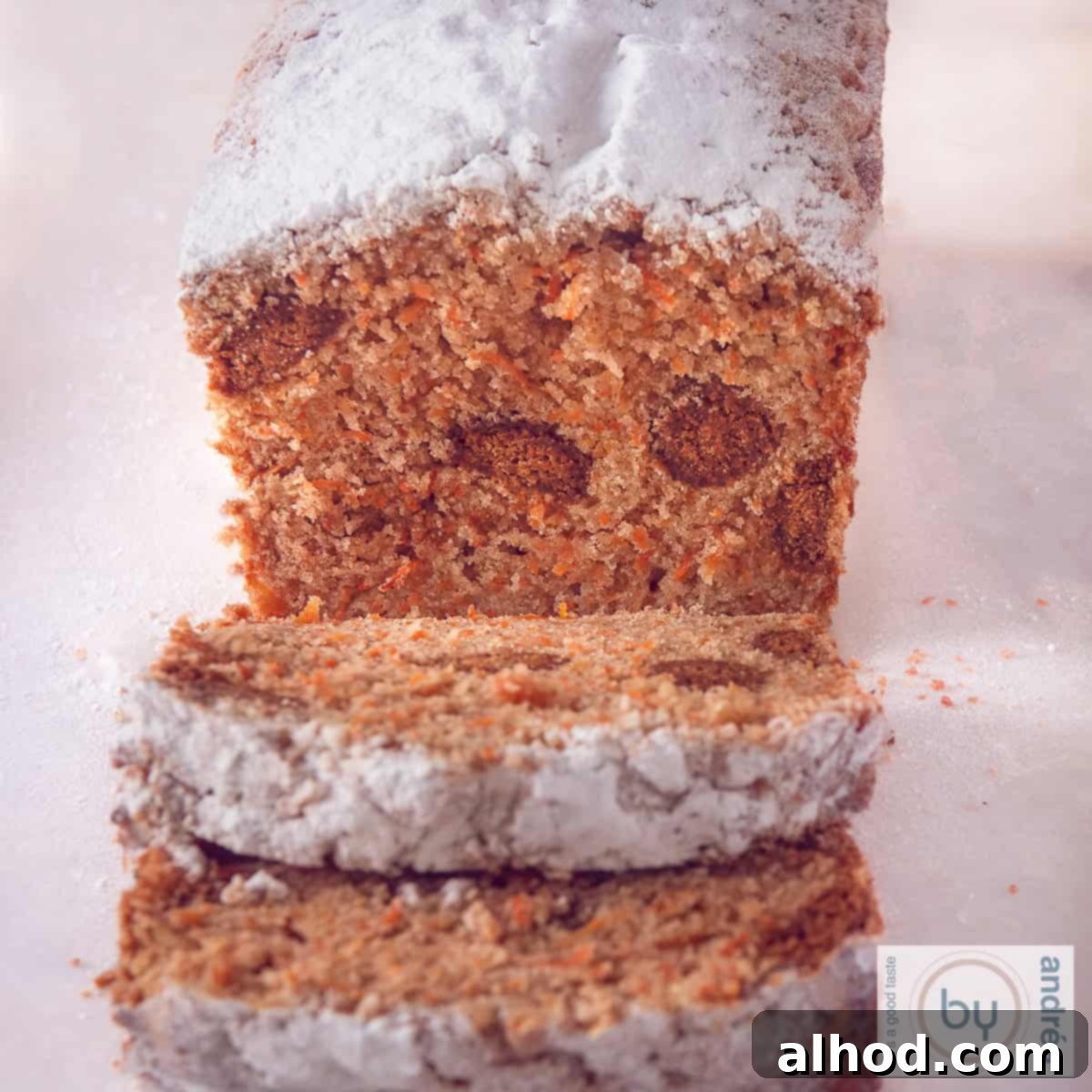Four Divine Carrot Cake Masterpieces 4 A square photo with a carrot cake filled with gingerbread nuts.