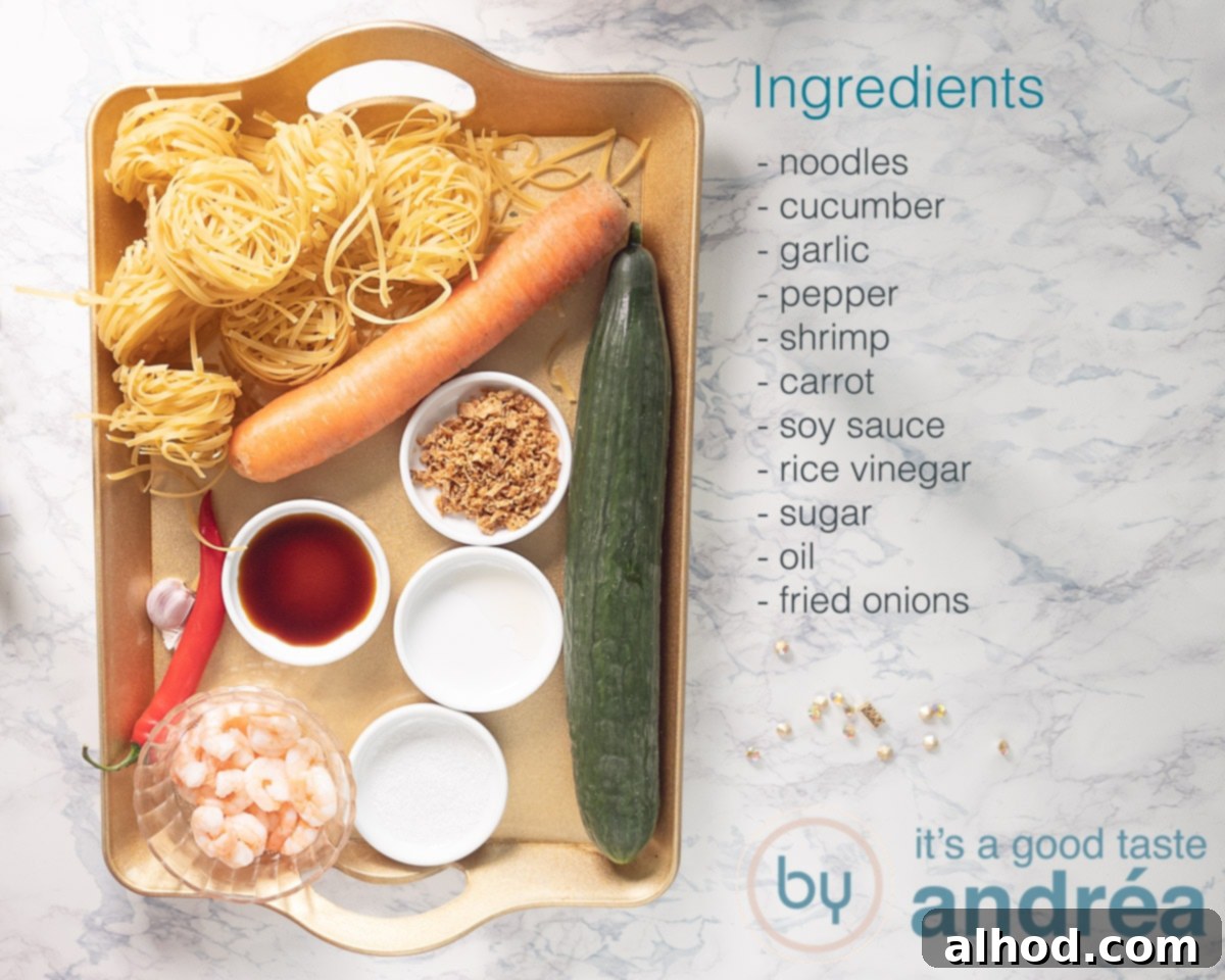 Indonesian Noodle Salad with Shrimp 3 Ingredients for an Indonesian noodle salad