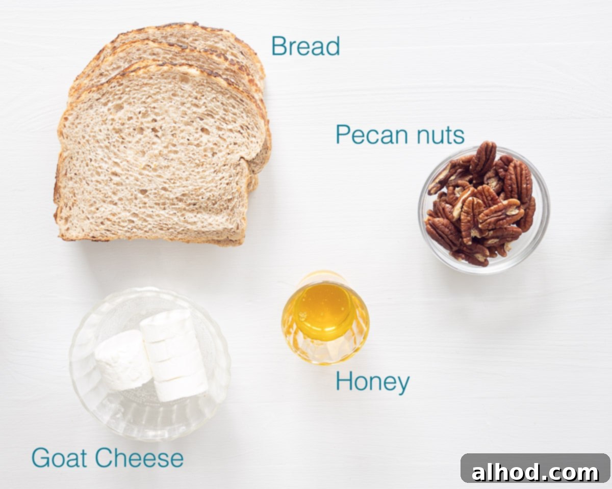 Honeyed Pecan Goat Cheese Melt 3 Ingredients sandwich goat cheese nuts and honey
