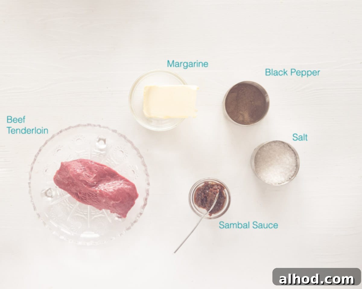 Famous Dutch Bali Beef Steak 3 Ingredients Loetje's Beefsteak Bali on a white background with text description