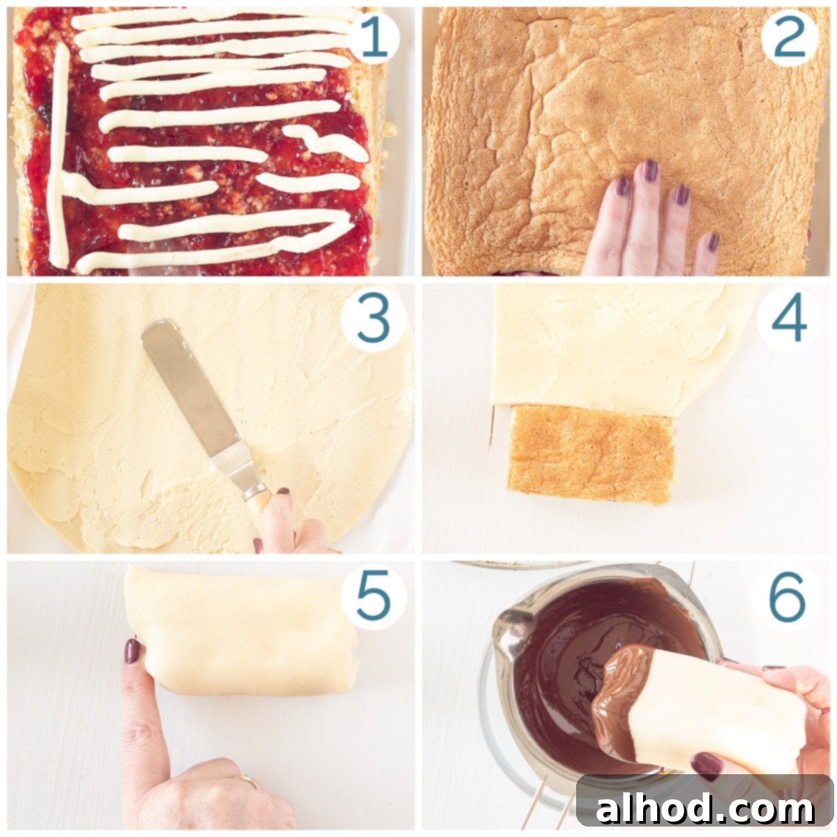 Mergpijpjes Beloved Dutch Marzipan Treats 5 Preparation stages showing 6 photos for making your own Mergpijpjes, part 2, detailing the filling and decorating steps.