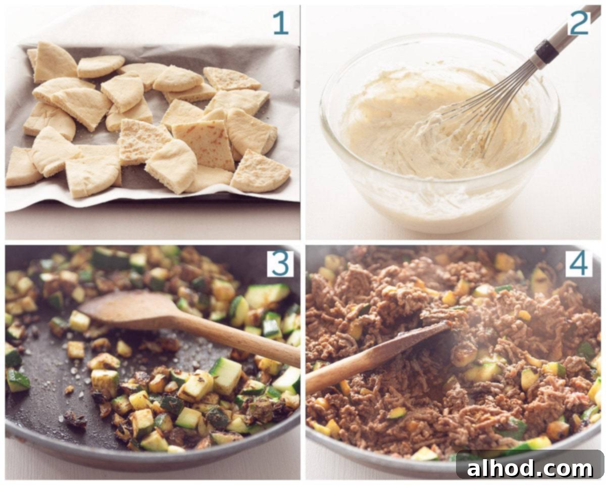 Kabaklı Kıymalı Fatteh Ortadoğu Sofralarının Gözdesi 4 Preparation in 4 steps Lebanese Fatteh with minced meat and zucchini