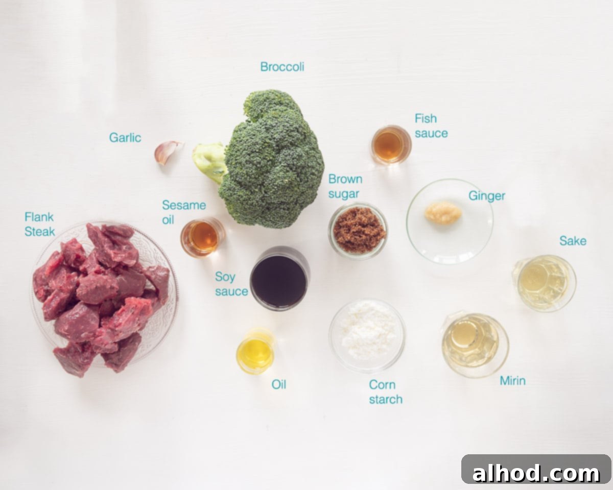 Effortless 20-Minute Teriyaki Beef and Broccoli Dinner 3 Ingredients Teriyaki Beef and Broccoli with Rice on a white background with text description