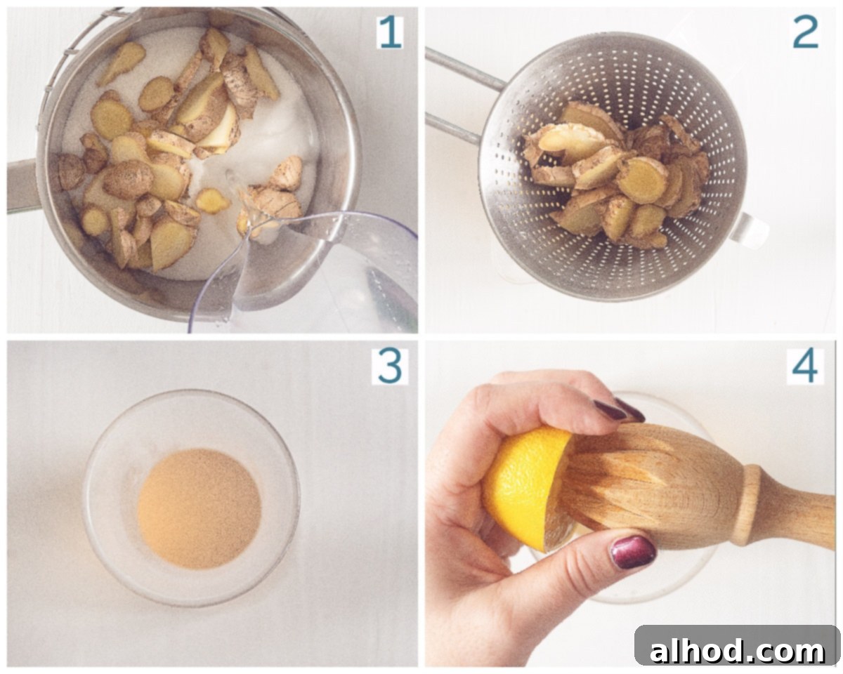 Zingy Ginger Lemonade Syrup 4 4-step preparation Lemon-Ginger Lemonade