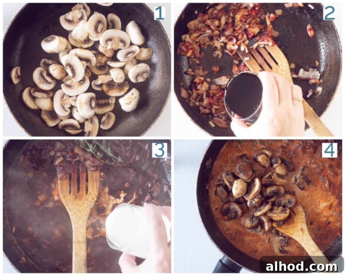 4 photos preparation collage Make hunting sauce yourself